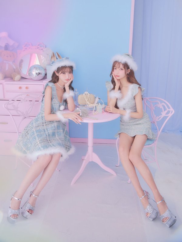 画像7: 【即日発送】【サンタコス4点セット】【S-Lサイズ/1カラー】フレアツイードサンタ[YMT] (7)