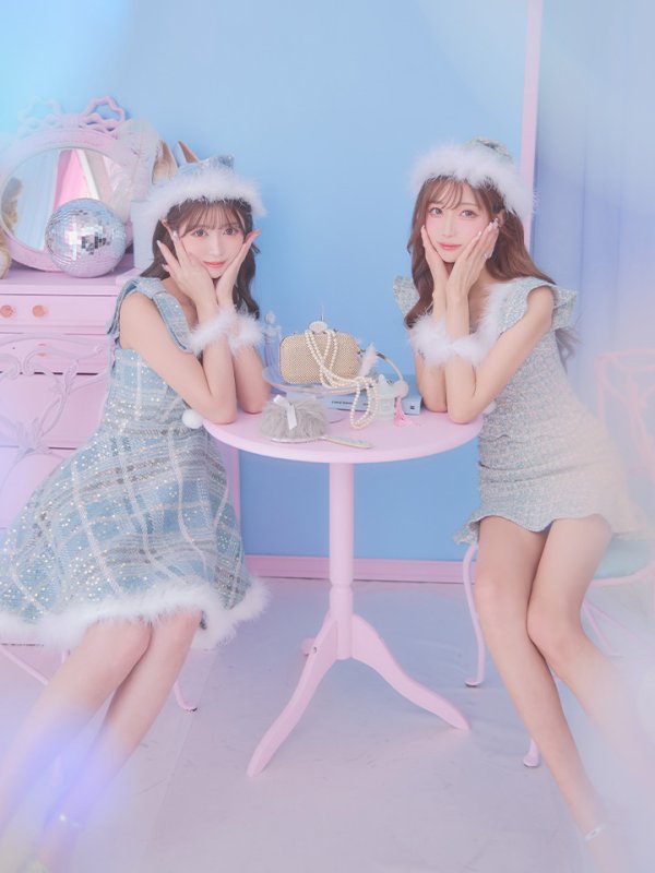 画像8: 【即日発送】【サンタコス4点セット】【S-Lサイズ/1カラー】フレアツイードサンタ[YMT] (8)