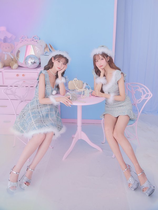 画像9: 【即日発送】【サンタコス4点セット】【S-Lサイズ/1カラー】フレアツイードサンタ[YMT] (9)