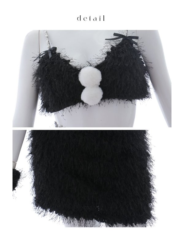 画像17: 【即日発送】【サンタコス 7点セット】【XS-Mサイズ/2カラー】バニーセットアップシャギーコスプレ[YMT] (17)