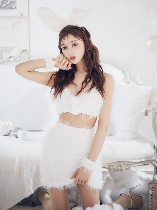 画像27: 【即日発送】【サンタコス 7点セット】【XS-Mサイズ/2カラー】バニーセットアップシャギーコスプレ[YMT] (27)