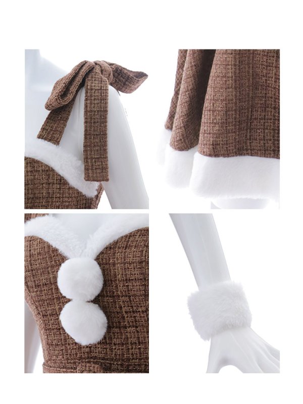 画像26: 【即日発送！】【サンタコス 6点セット】【XS-Mサイズ/1カラー】ツイードトナカイコスプレ[HC02] (26)