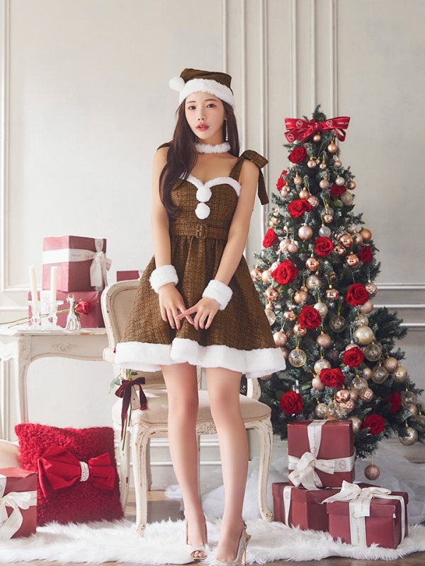 画像14: 【即日発送！】【サンタコス 6点セット】【XS-Mサイズ/1カラー】ツイードトナカイコスプレ[HC02] (14)