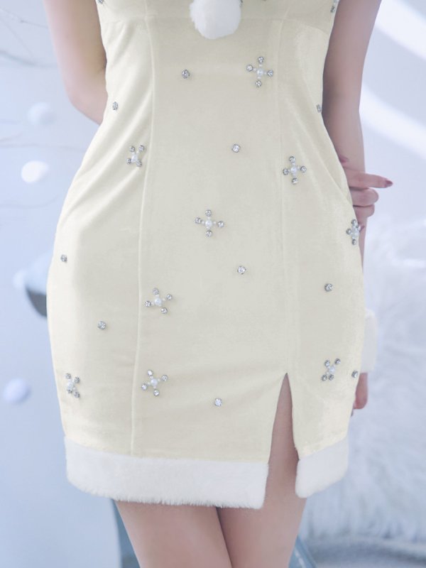 画像32: 【即日発送！】【サンタコス 4点セット】【XS-XLサイズ/2カラー】ビジュータイトキャミワンピサンタ[YMT] (32)