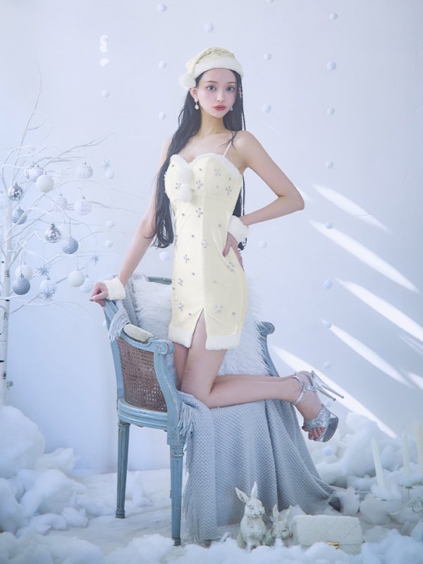 画像18: 【即日発送！】【サンタコス 4点セット】【XS-XLサイズ/2カラー】ビジュータイトキャミワンピサンタ[YMT] (18)