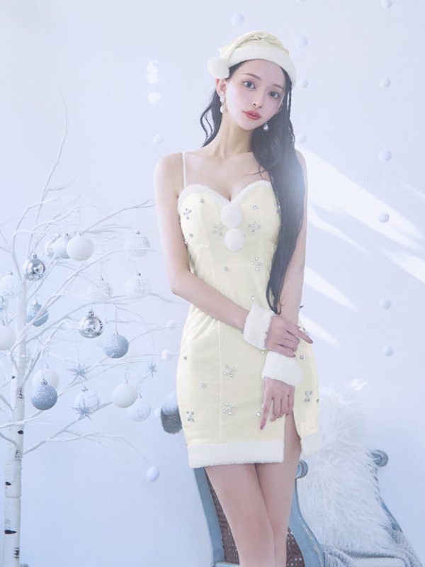 画像24: 【即日発送！】【サンタコス 4点セット】【XS-XLサイズ/2カラー】ビジュータイトキャミワンピサンタ[YMT] (24)