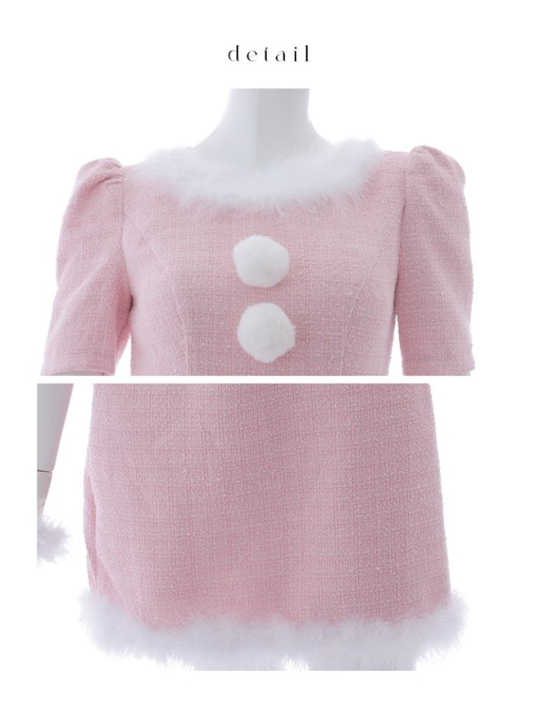 画像40: 【即日発送！】【サンタコス5点セット】【S-Mサイズ/2カラー】ツイードベルトワンピースサンタコスプレ[YMT] (40)