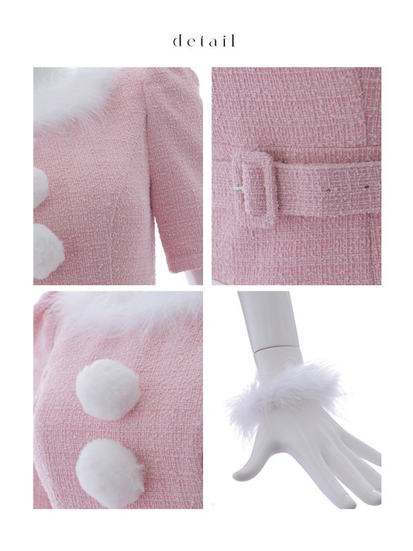 画像39: 【即日発送！】【サンタコス5点セット】【S-Mサイズ/2カラー】ツイードベルトワンピースサンタコスプレ[YMT] (39)