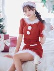 画像1: 【即日発送！】【サンタコス5点セット】【S-Mサイズ/2カラー】ツイードベルトワンピースサンタコスプレ[YMT] (1)