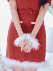 画像7: 【即日発送！】【サンタコス5点セット】【S-Mサイズ/2カラー】ツイードベルトワンピースサンタコスプレ[YMT] (7)