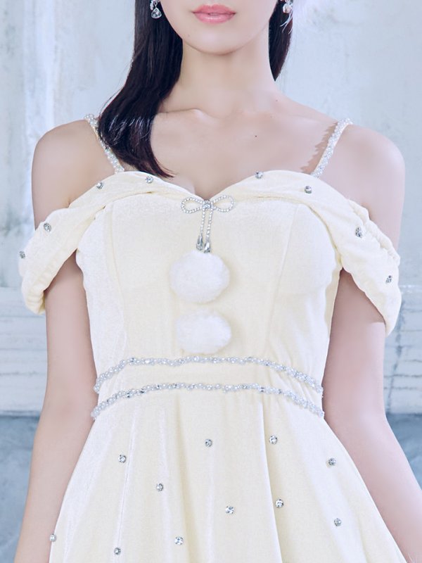 画像15: 【即日発送！】【サンタコス 5点セット】【XS-XLサイズ/3カラー】オフショルビジューリボンフレアサンタ[HC02] (15)