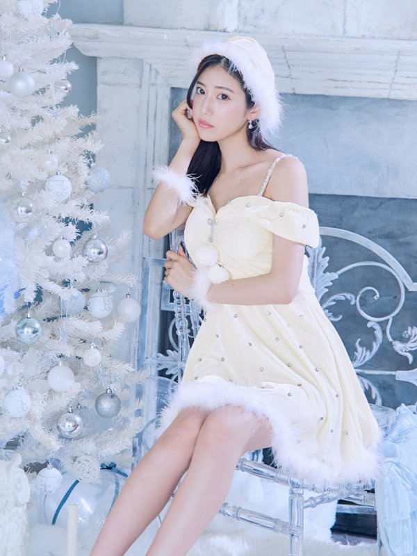 画像34: 【ノベルティ対象】【即日発送！】【サンタコス 5点セット】【XS-XLサイズ/3カラー】オフショルビジューリボンフレアサンタ[YMT] (34)