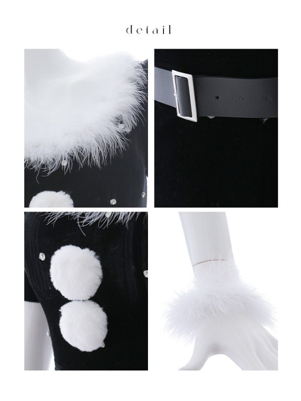 画像36: 【即日発送】【サンタコス 5点セット】【S-Mサイズ/2カラー】ベロアパールビジューサンタコスプレ[YMT] (36)