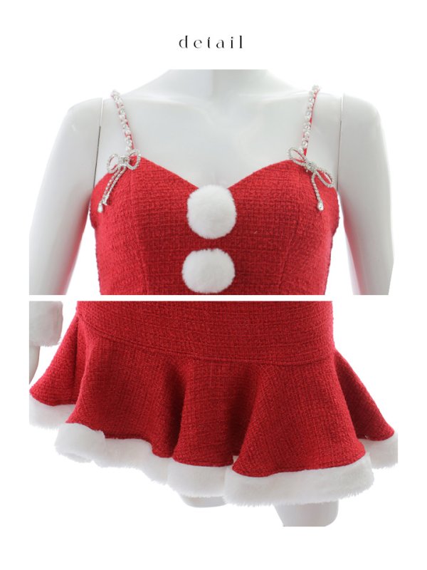 画像38: 【即日発送！】【サンタコス 5点セット】【S-Mサイズ/2カラー】ツイードキャミマーメイドセットアップサンタコスプレ[YMT] (38)