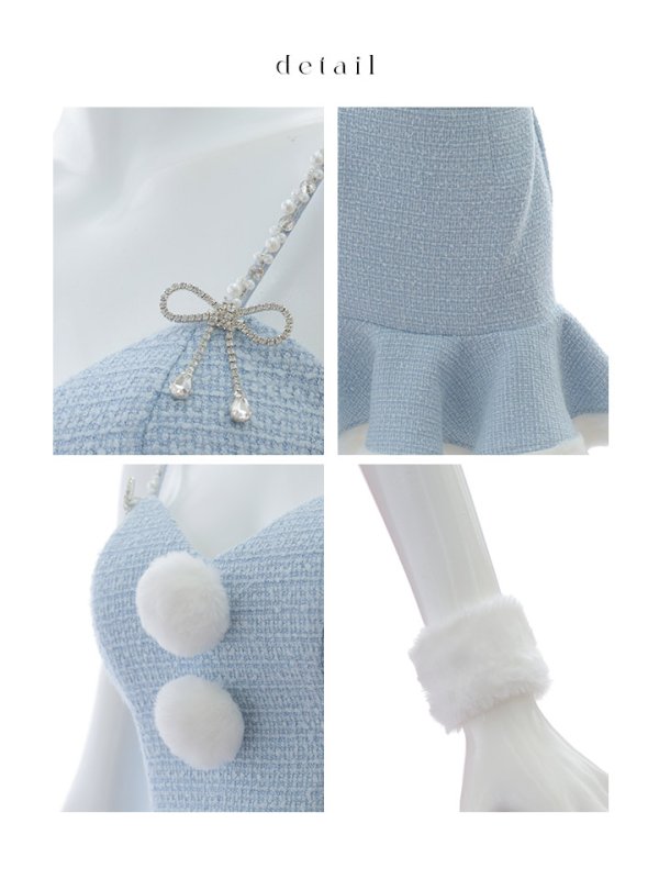 画像34: 【即日発送！】【サンタコス 5点セット】【S-Mサイズ/2カラー】ツイードキャミマーメイドセットアップサンタコスプレ[YMT] (34)