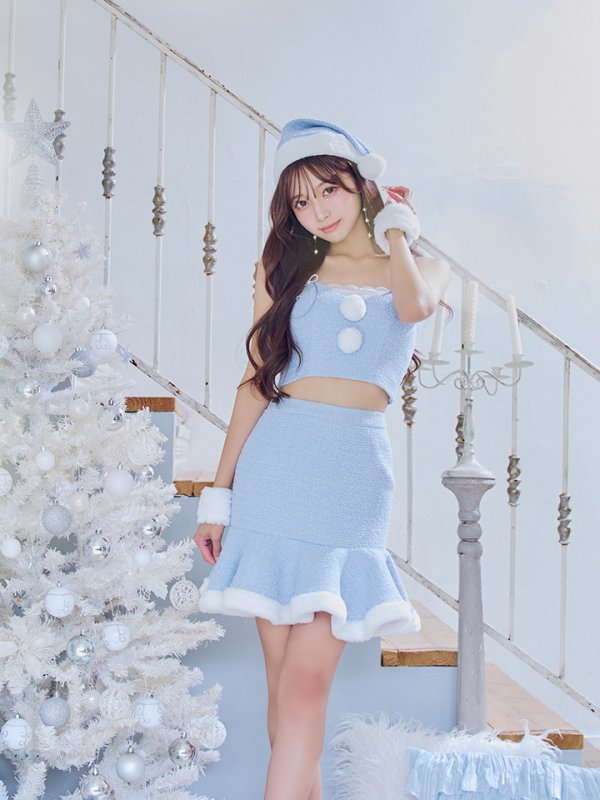 画像21: 【即日発送！】【サンタコス 5点セット】【S-Mサイズ/2カラー】ツイードキャミマーメイドセットアップサンタコスプレ[YMT] (21)