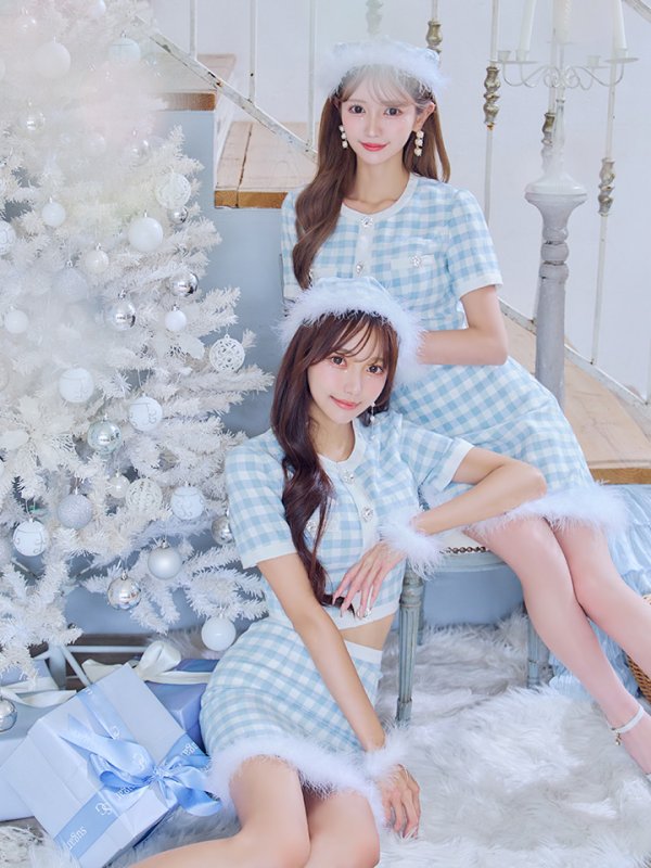 画像20: 【即日発送！】【サンタコス 4点セット】【S-Mサイズ/1カラー】ギンガムチェックタイトサンタコスプレ[YMT] (20)