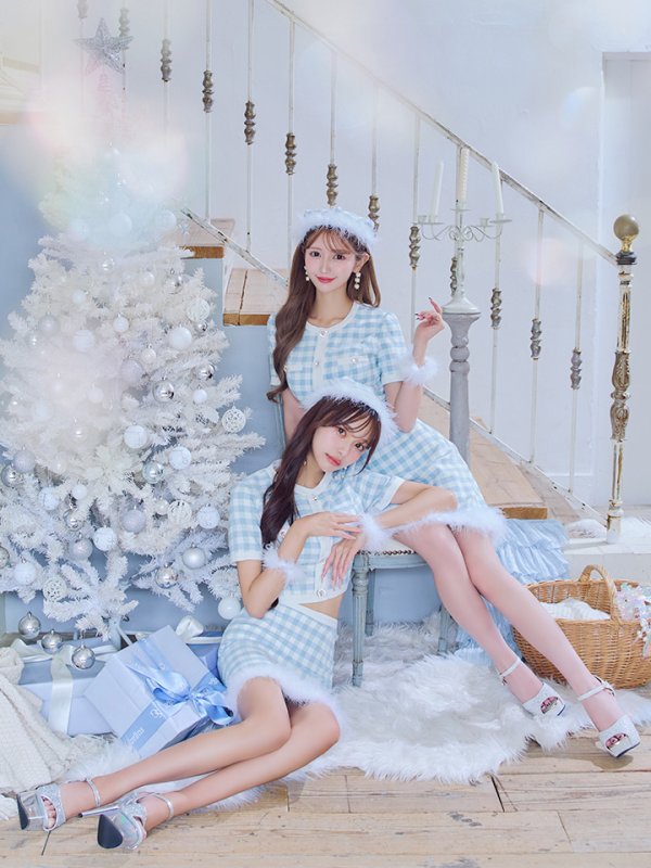 画像21: 【即日発送！】【サンタコス 4点セット】【S-Mサイズ/1カラー】ギンガムチェックタイトサンタコスプレ[YMT] (21)