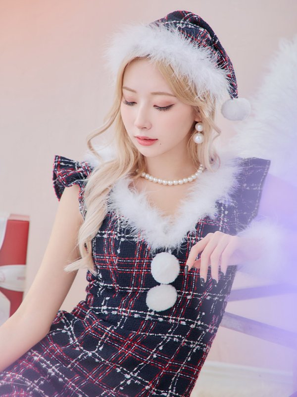 画像7: SALE!【サンタコス 4点セット】【S-Lサイズ/1カラー】マーメイドツイードサンタ[YMT] (7)