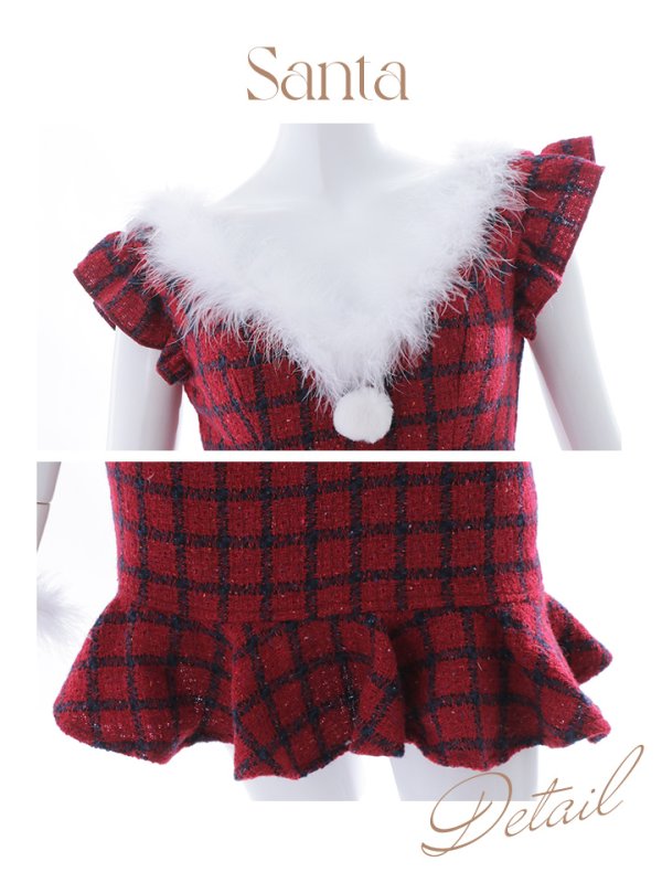 画像19: SALE!【サンタコス 5点セット】【S-XLサイズ/1カラー】マーメイドチェックサンタコスプレ[YMT] (19)