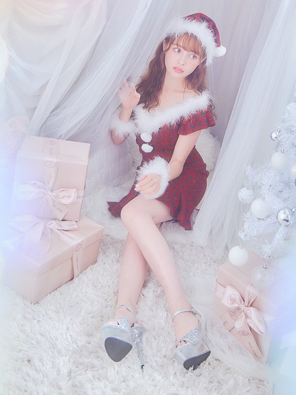画像14: SALE!【サンタコス 5点セット】【S-XLサイズ/1カラー】マーメイドチェックサンタコスプレ[YMT] (14)