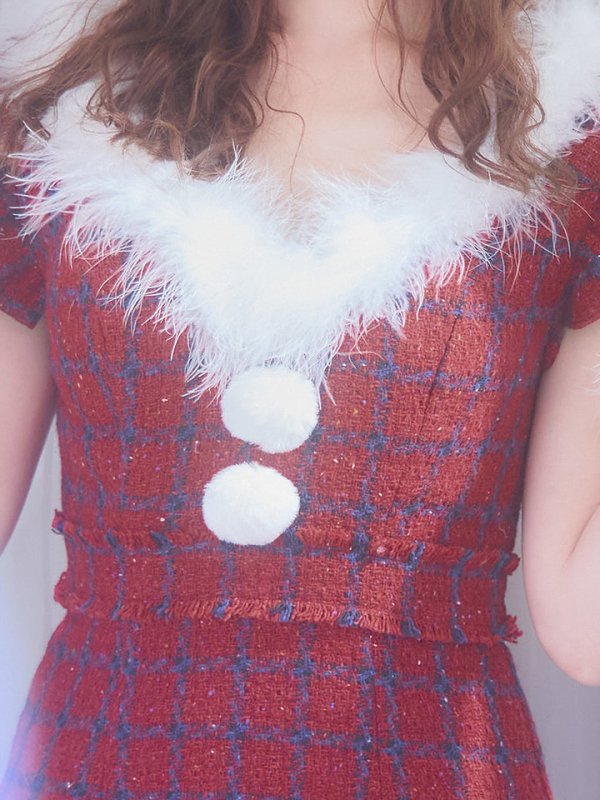 画像16: SALE!【サンタコス 5点セット】【S-XLサイズ/1カラー】マーメイドチェックサンタコスプレ[YMT] (16)