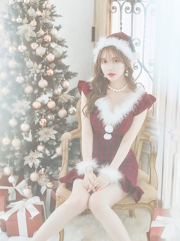 画像12: SALE!【サンタコス 5点セット】【S-XLサイズ/1カラー】マーメイドチェックサンタコスプレ[YMT] (12)