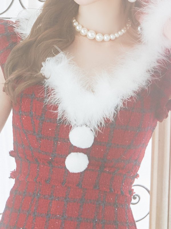 画像16: SALE!【サンタコス 5点セット】【S-XLサイズ/1カラー】マーメイドチェックサンタコスプレ[YMT] (16)