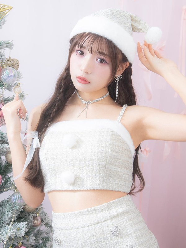 画像37: SALE!【サンタコス 5点セット】【XS-Lサイズ/1カラー】ジャケット付きツイードセットアップサンタ[YMT] (37)