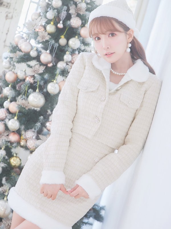 画像8: SALE!【サンタコス 5点セット】【XS-Lサイズ/1カラー】ジャケット付きツイードセットアップサンタ[YMT] (8)