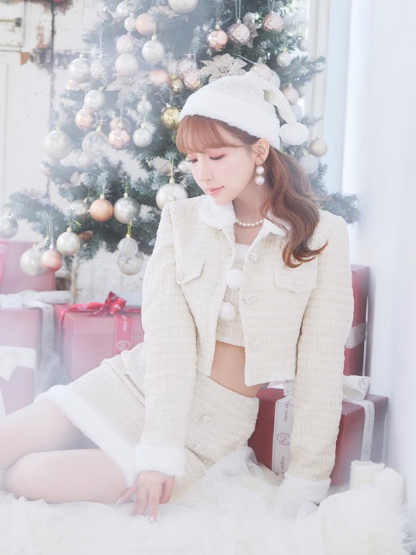 画像12: SALE!【サンタコス 5点セット】【XS-Lサイズ/1カラー】ジャケット付きツイードセットアップサンタ[YMT] (12)