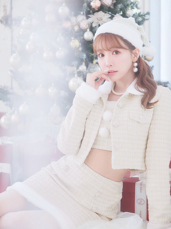 画像15: SALE!【サンタコス 5点セット】【XS-Lサイズ/1カラー】ジャケット付きツイードセットアップサンタ[YMT] (15)