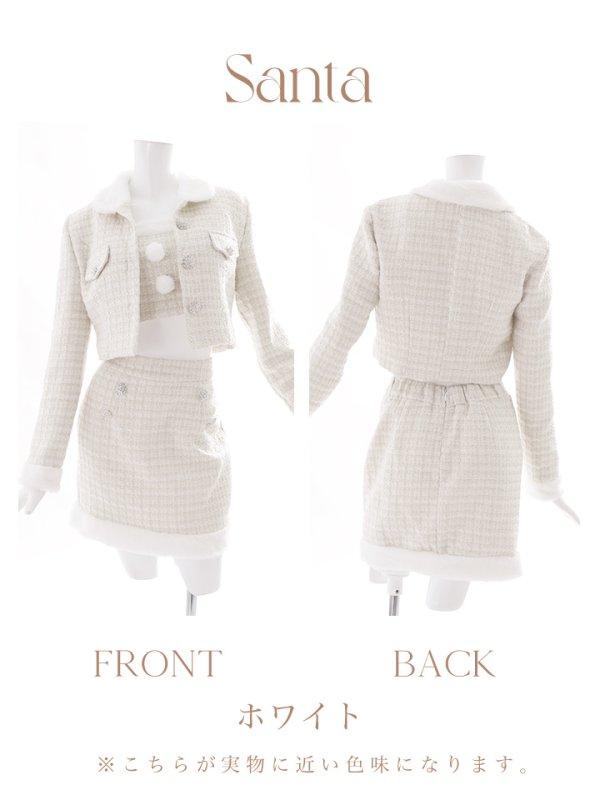 画像27: SALE!【サンタコス 5点セット】【XS-Lサイズ/1カラー】ジャケット付きツイードセットアップサンタ[YMT] (27)