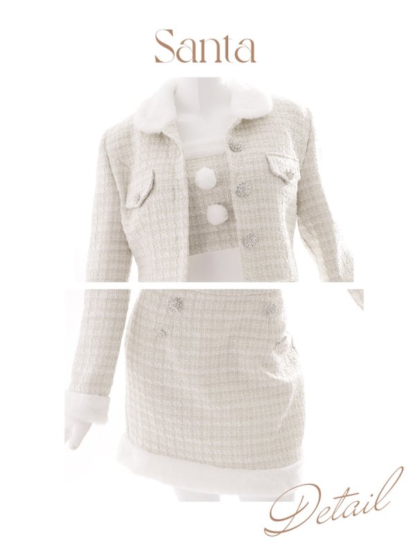 画像39: SALE!【サンタコス 5点セット】【XS-Lサイズ/1カラー】ジャケット付きツイードセットアップサンタ[YMT] (39)