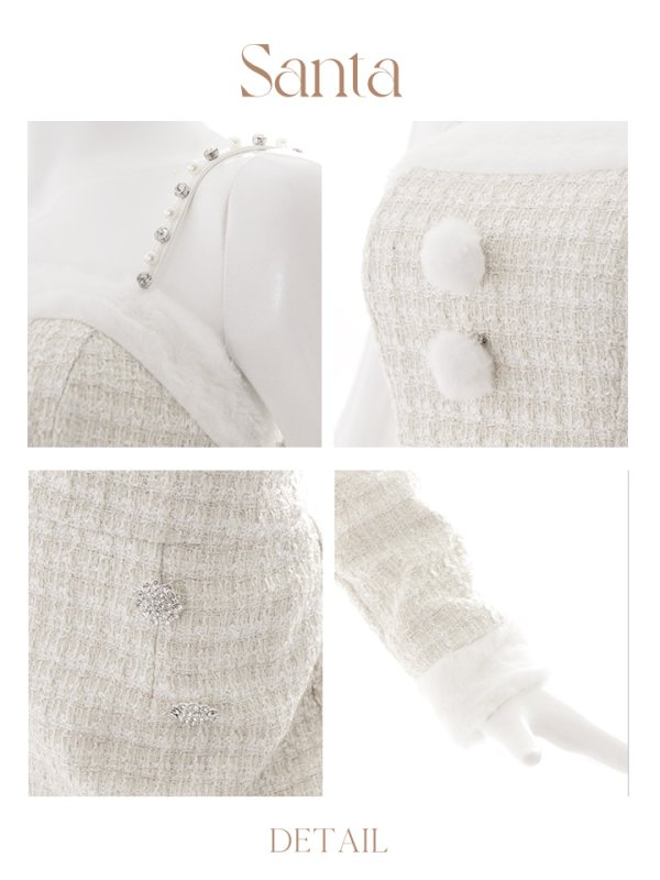 画像40: SALE!【サンタコス 5点セット】【XS-Lサイズ/1カラー】ジャケット付きツイードセットアップサンタ[YMT] (40)