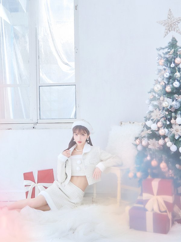 画像6: SALE!【サンタコス 5点セット】【XS-Lサイズ/1カラー】ジャケット付きツイードセットアップサンタ[YMT] (6)