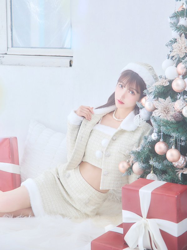 画像7: SALE!【サンタコス 5点セット】【XS-Lサイズ/1カラー】ジャケット付きツイードセットアップサンタ[YMT] (7)