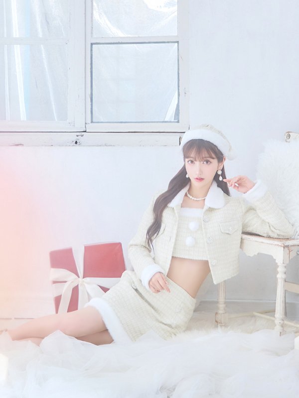 画像9: SALE!【サンタコス 5点セット】【XS-Lサイズ/1カラー】ジャケット付きツイードセットアップサンタ[YMT] (9)