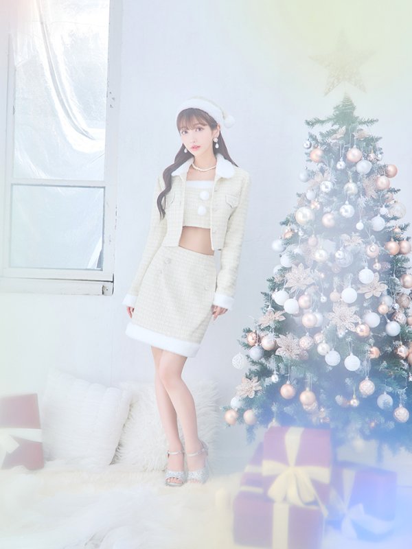 画像11: SALE!【サンタコス 5点セット】【XS-Lサイズ/1カラー】ジャケット付きツイードセットアップサンタ[YMT] (11)