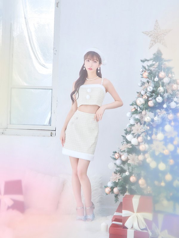 画像12: SALE!【サンタコス 5点セット】【XS-Lサイズ/1カラー】ジャケット付きツイードセットアップサンタ[YMT] (12)