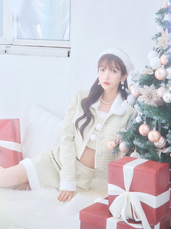 画像13: SALE!【サンタコス 5点セット】【XS-Lサイズ/1カラー】ジャケット付きツイードセットアップサンタ[YMT] (13)