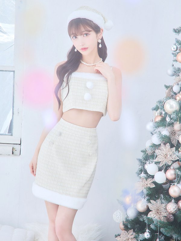 画像14: SALE!【サンタコス 5点セット】【XS-Lサイズ/1カラー】ジャケット付きツイードセットアップサンタ[YMT] (14)