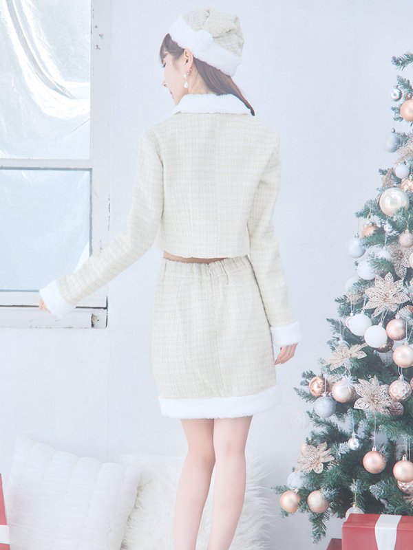 画像15: SALE!【サンタコス 5点セット】【XS-Lサイズ/1カラー】ジャケット付きツイードセットアップサンタ[YMT] (15)