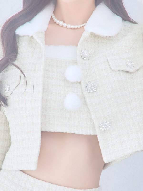 画像16: SALE!【サンタコス 5点セット】【XS-Lサイズ/1カラー】ジャケット付きツイードセットアップサンタ[YMT] (16)