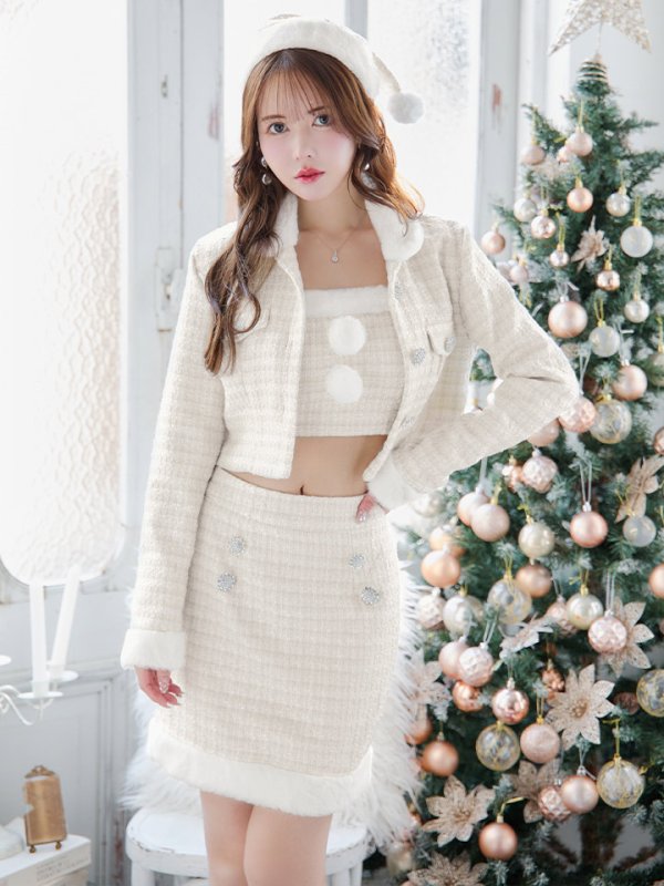 画像25: SALE!【サンタコス 5点セット】【XS-Lサイズ/1カラー】ジャケット付きツイードセットアップサンタ[YMT] (25)