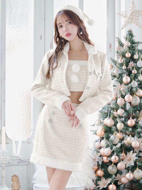 画像19: SALE!【サンタコス 5点セット】【XS-Lサイズ/1カラー】ジャケット付きツイードセットアップサンタ[YMT] (19)