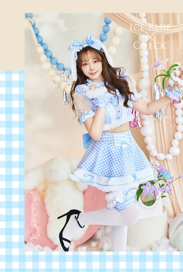 画像9: 【即日発送】たれ耳ギンガムチェックドーリーメイド【マリームーン】【ハロウィンコスプレ7点セット】【フリーサイズ/2カラー】[HC03] (9)