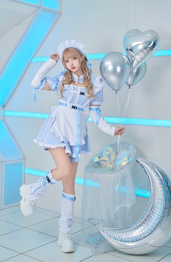 画像12: 【即日発送】アクセントラインハーネスジャージメイド【マリームーン】【ハロウィンコスプレ6点セット】【フリーサイズ/3カラー】[HC03] (12)