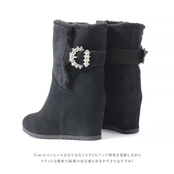 画像9: 【COMEX】 1color/ 7cmヒール/ ムートン/ ブーツ/ インヒール/ ファー/ ブラック/ スエード[OF02JH] (9)