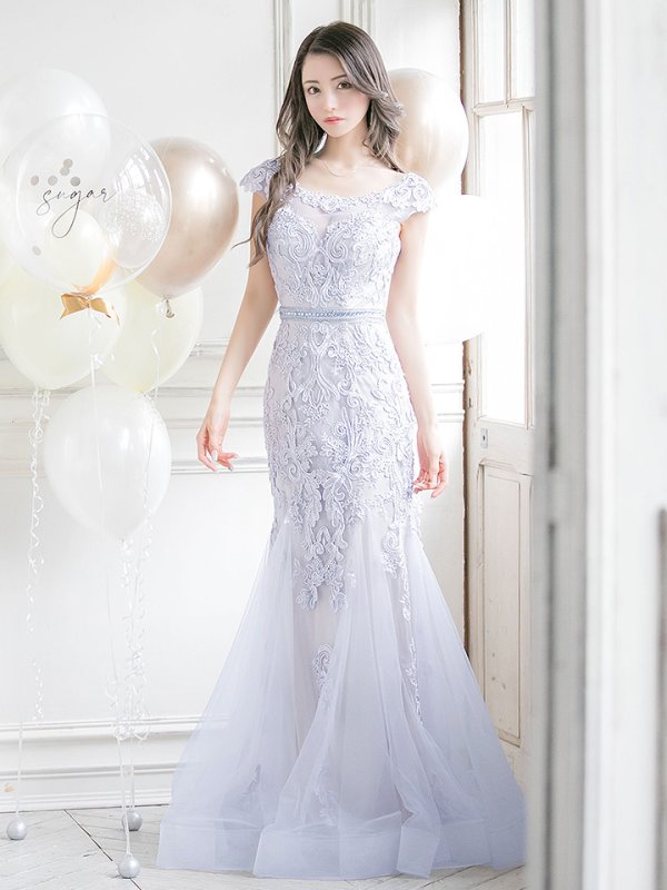 画像9: 【JEAN MACLEAN/ジャンマクレーン】チュール/ 切り替え/ レース刺繍/ マーメイド/ スピンドル/ ロング/ロングドレス /キャバドレス long[OF2A] (9)